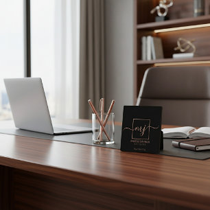 Placa Expositora El oro Rosa elegante en negro