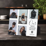 Placa Expositora El perro mejor amigo del Mascota, foto de Grid Kee<br><div class="desc">Crea tu propia placa de foto de perro mascota usando esta plantilla moderna de cuadrícula de imágenes. Simplemente suba tus propias fotografías y personalizar el texto. Con el título "Nuestro mejor amigo tiene patas", una tirita adorable con un centro cardíaco que puede cambiarse a cualquier color y a los nombres...</div>