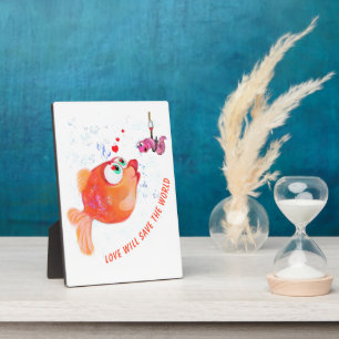 Placa Expositora El Personalizado romántico de peces y gusanos dive