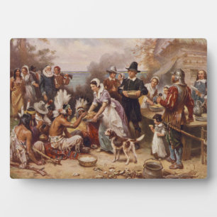 Placa Expositora El primer Día de Acción de Gracias 1621 c.1932