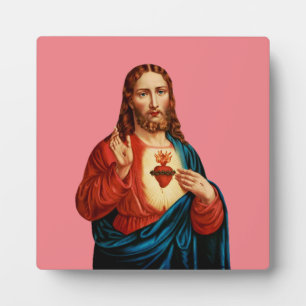 Placa Expositora El Sagrado Corazón De Jesús Retrato De Arte Fino