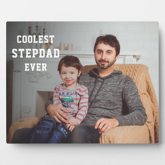Placa Expositora El Stepdad más Coolest Personalizado Foto Papá (Frente)