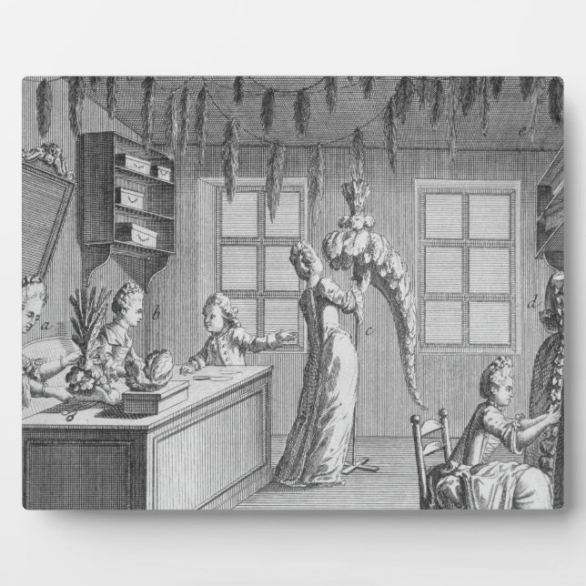 Placa Expositora El taller de un costurero, ilustracion de (Frente)