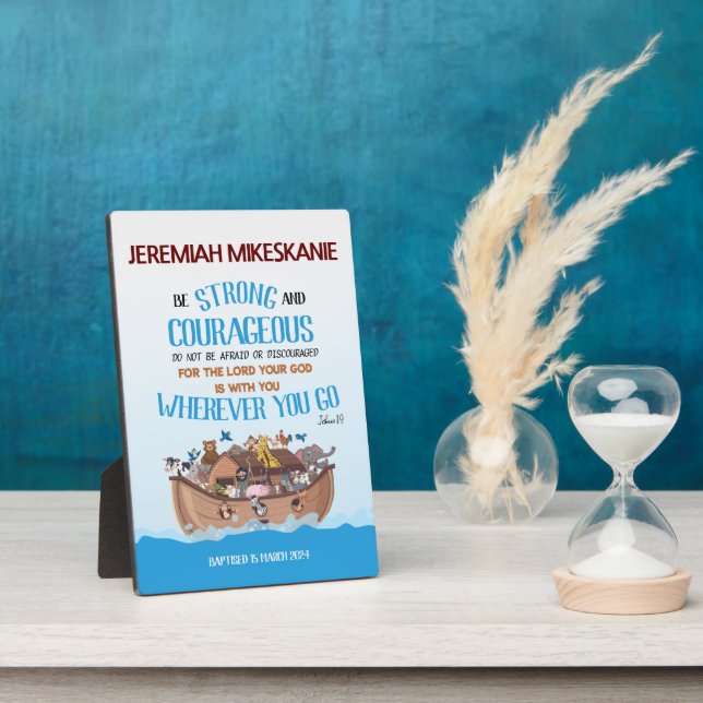 Placa Expositora El tema del arca de Baptism Boy Noah (Lado)