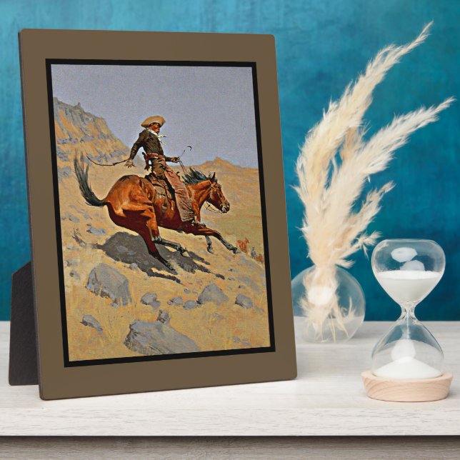 Placa Expositora El vaquero de Frederic Remington (Lado)