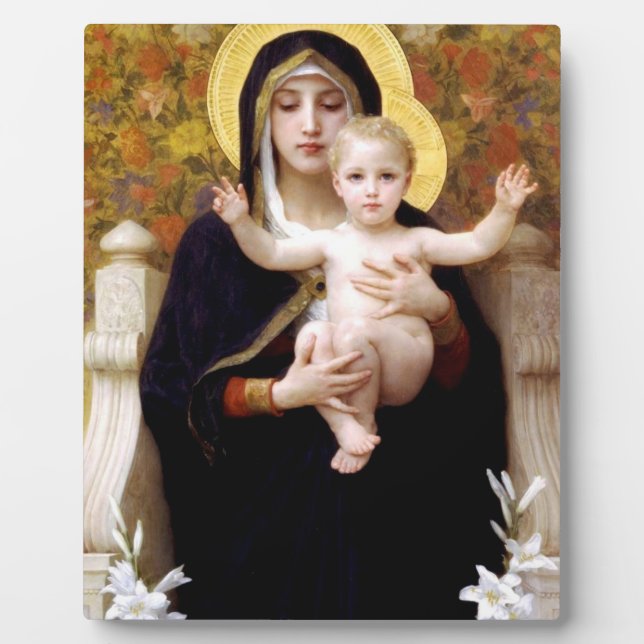 PLACA EXPOSITORA EL VIRGEN DE LOS LILIES DE WILLIAM BOUGUEREAU (Frente)