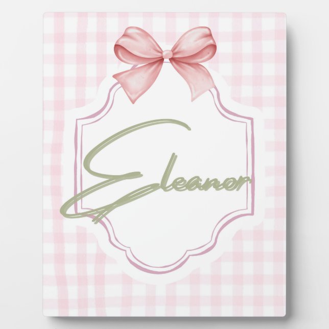 Placa Expositora Eleanor Baby Nursery Gingham Personalizado (Frente)