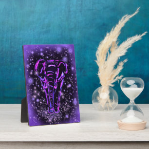 Placa Expositora Elefante Camina estrellada Noche Plata Púrpura Ros