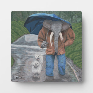 Placa Expositora Elefante Caminando Perros Fantasía Foto Plaque