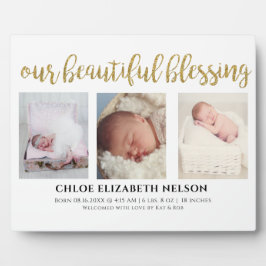 Placa Expositora Elegant 3 photo Our Beautiful Blessing Gold Baby