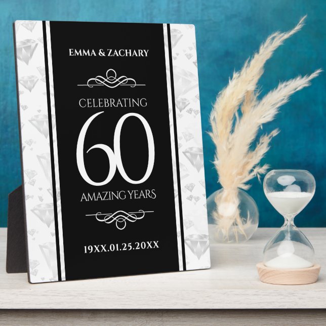 Placa Expositora Elegant 60th Diamond Wedding Anniversary (Lado)