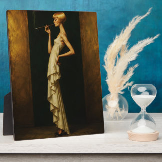Placa Expositora Elegant Art Deco Woman Vintage Glamour Portrait