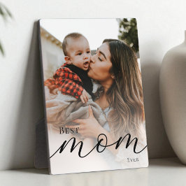 Placa Expositora Elegant Black Script Simple Best Mom Ever Photo