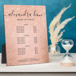 Placa Expositora Elegant rose gold glitter makeup artist services