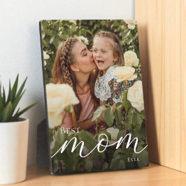 Placa Expositora Elegant Script Personalized Best Mom Ever Photo