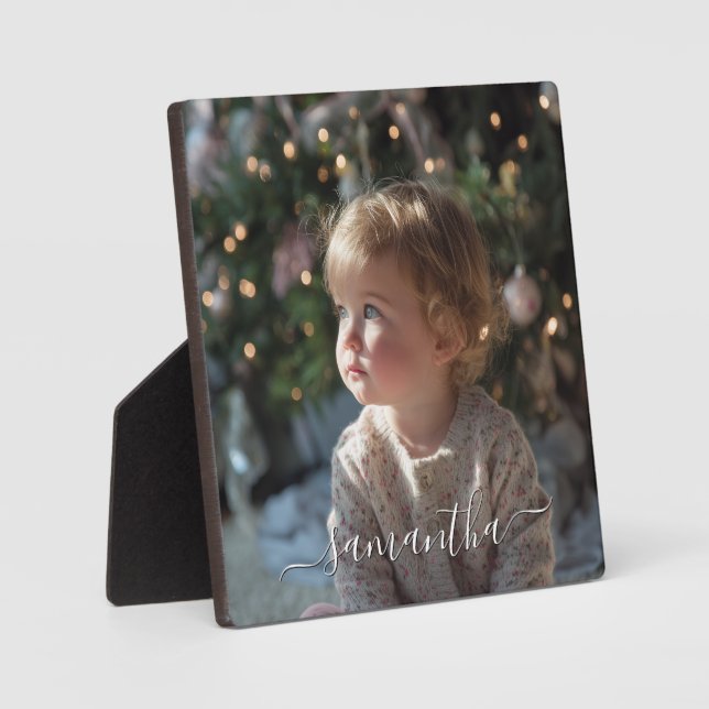 Placa Expositora Elegant Script Signature Name Photo (Anverso)