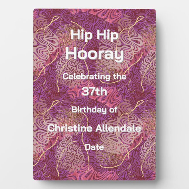 Placa Expositora Elegant Silhouette Stencil Abstract Art Birthday (Frente)