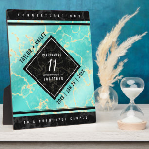 Placa Expositora Elegante 11º Aniversario Boda Turquesa