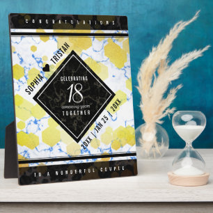 Placa Expositora Elegante 18º Aniversario del Boda de Porcelana