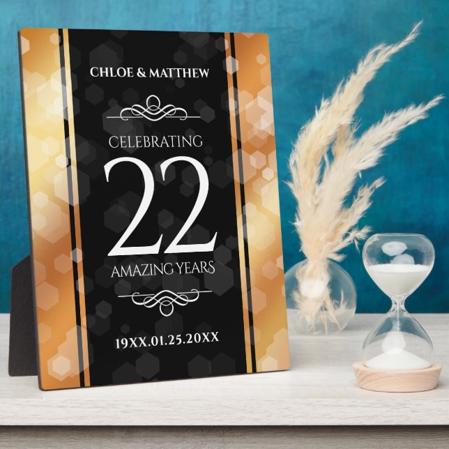 Placa Expositora Elegante 22° Aniversario del Boda del Cobre (Lado)