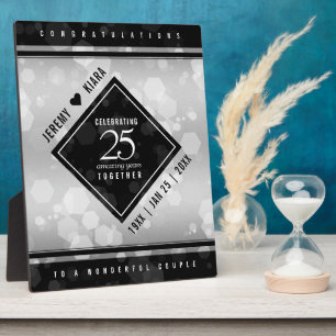 Placa Expositora Elegante 25º Boda de Plata