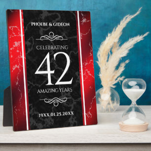 Placa Expositora Elegante 42° Aniversario del Boda Jasper