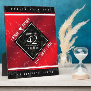 Placa Expositora Elegante 42° Aniversario del Boda Jasper