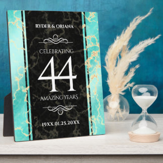 Placa Expositora Elegante 44° Aniversario Boda Turquesa