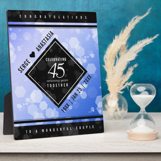 Placa Expositora Elegante 45º Boda de Sapphire (Lado)