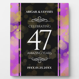 Placa Expositora Elegante 47° Aniversario del Boda Ametista