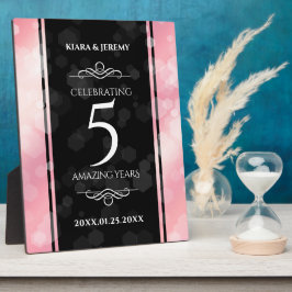 Placa Expositora Elegante 5º Rosa Aniversario del Boda del Cuartz