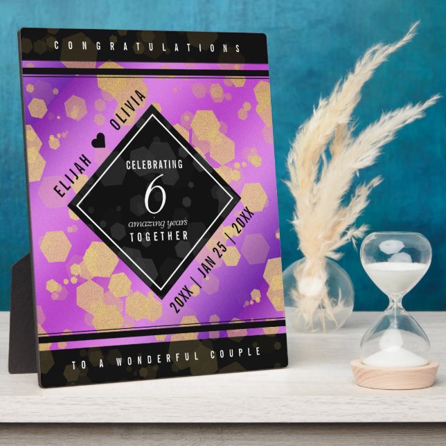Placa Expositora Elegante 6º Aniversario del Boda Ametista (Lado)