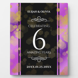 Placa Expositora Elegante 6º Aniversario del Boda Ametista