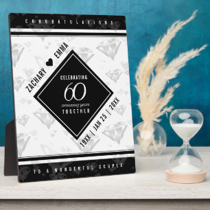 Placa Expositora Elegante 60° Aniversario del Boda del Diamante