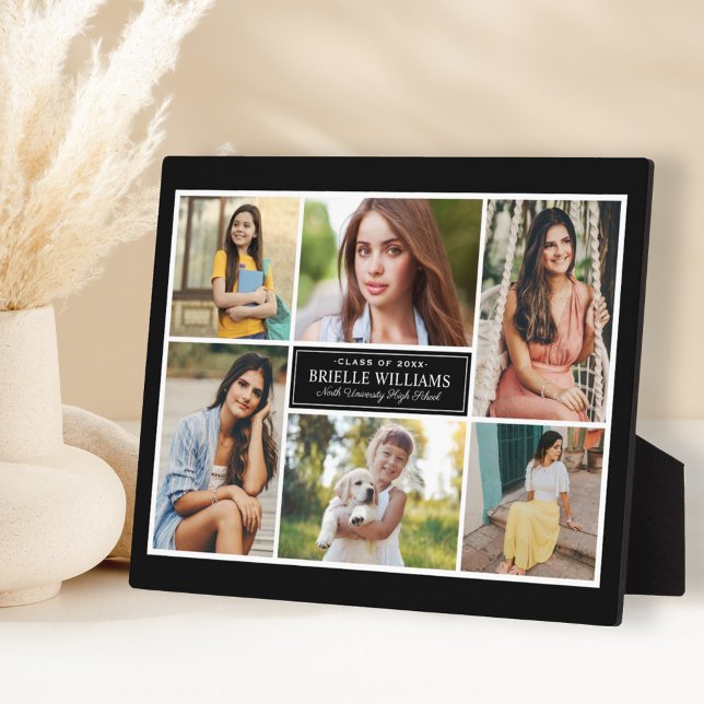 Placa Expositora Elegante 6 Photo Black Graduation Collage (Subido por el creador)