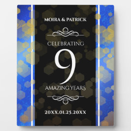 Placa Expositora Elegante 9° Aniversario del Boda Lapis Lazuli