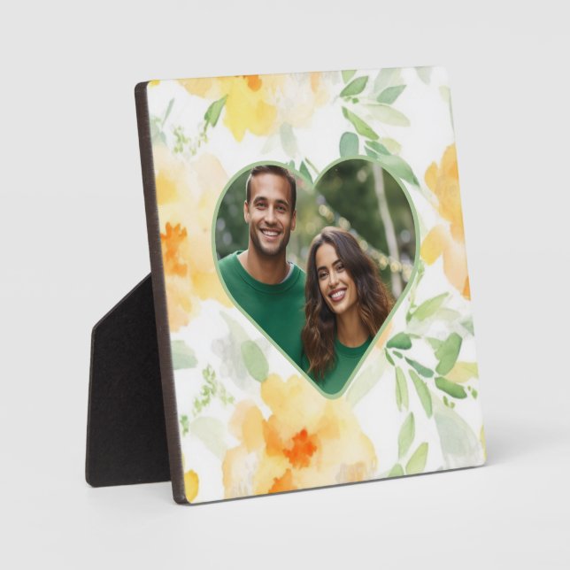 Placa Expositora Elegante acuarela amarilla personalizado floral fo (Anverso)