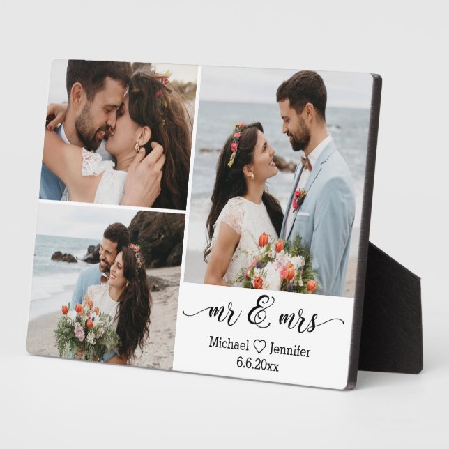 Placa Expositora elegante aniversario del collage de fotos de mr&mr (Lado)
