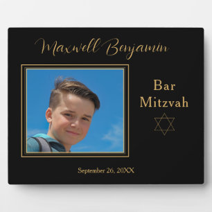 Placa Expositora Elegante Bar personalizado negro Mitzvah Photo