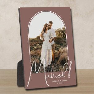 Placa Expositora Elegante Boda Arco Rosa de foto Taupe