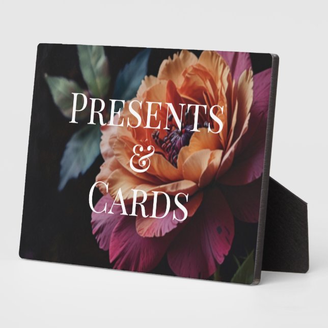 Placa Expositora Elegante boda de la moody floral rojiza de la durm (Lado)