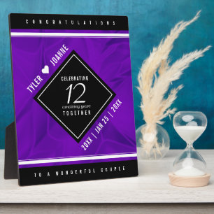 Placa Expositora Elegante celebración del 12º Aniversario del Boda