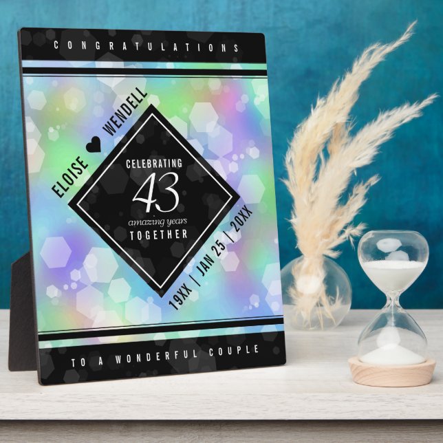 Placa Expositora Elegante celebración del 43° Aniversario del Boda  (Lado)