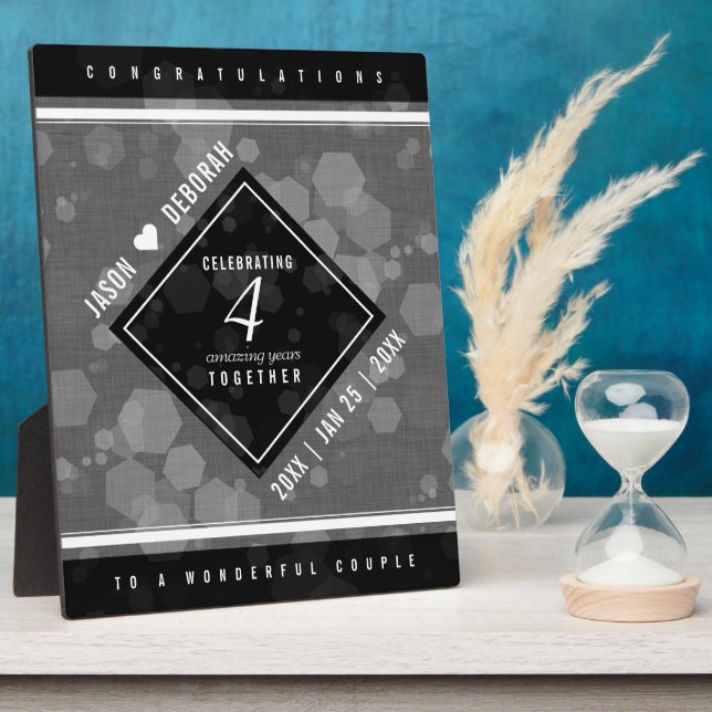 Placa Expositora Elegante celebración del cuarto aniversario de Bod (Lado)