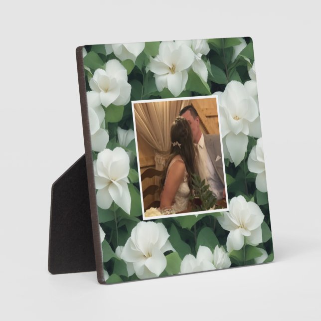 Placa Expositora Elegante clásico verde botánico floral (Anverso)