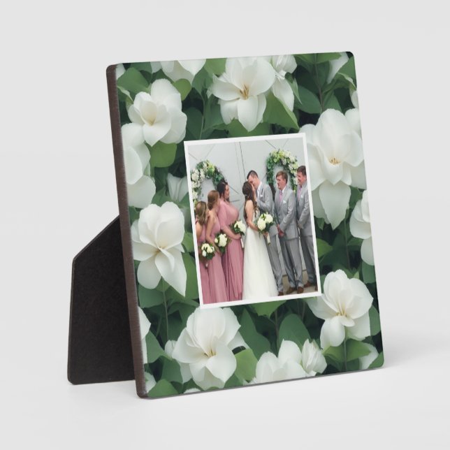 Placa Expositora Elegante clásico verde botánico floral (Anverso)