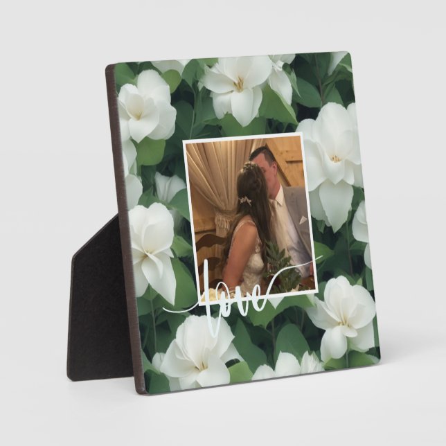 Placa Expositora Elegante clásico verde botánico floral (Anverso)