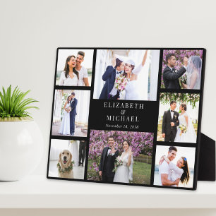 Placa Expositora Elegante Colage de Fotos de Boda Negra