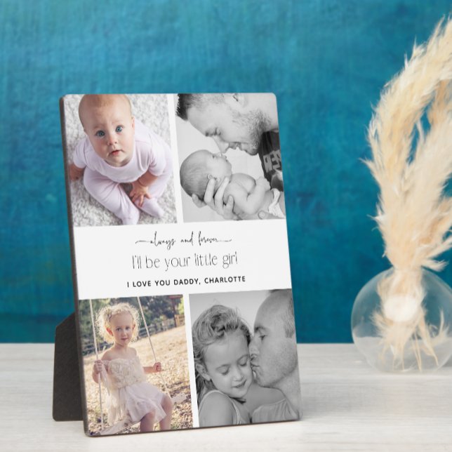Placa Expositora Elegante Collage de fotos de tipografía moderna (Easily personalize this photo collage plaque for a Father's Day gift he'll treasure)