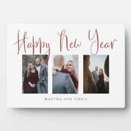 Placa Expositora Elegante Collage de fotos Rosa de Oro Feliz Año Nu